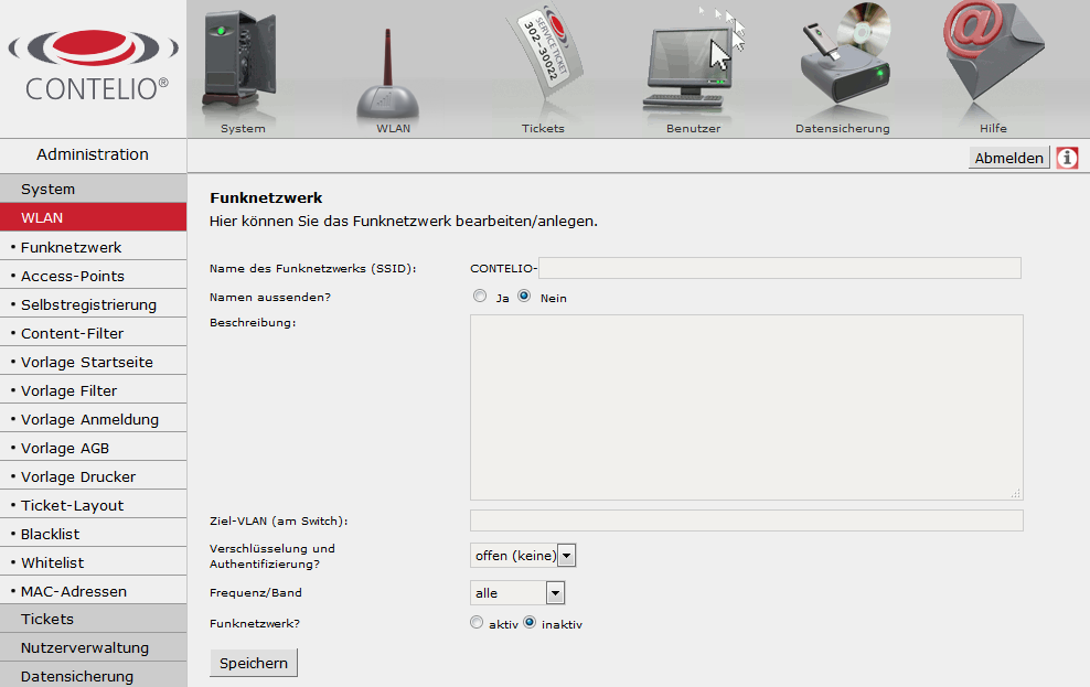 3.2 Funknetzwerk Das System kann in Verbindung mit den CONTELIO Access-Points neben dem integrierten Funknetzwerk für Gäste weitere Funknetzwerke zur Nutzung anbieten (gilt nicht für CONTELIO -