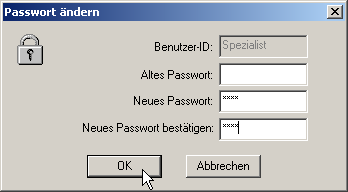 10 Menüfunktionen & Symbolleiste h Passwörter eingeben (das Feld Altes Passwort bleibt leer, wenn noch keins aktiviert wurde).