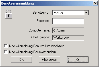 11 Optionen bei Programmstart Starten Sie die PCA3000-Software, besteht bei der Anmeldung die Möglichkeit, verschiedene Optionen zu setzen.