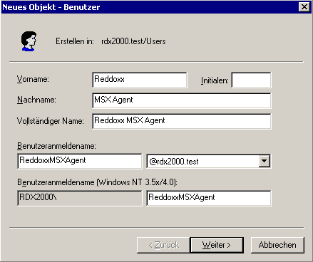 Abbildung: Active Directory Benutzer und Computer 4. Wählen Sie aus dem Kontext-Menü, Neu und dann Benutzer. 5.