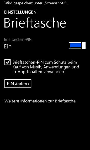 4 Bei Windows Phones haben Sie mit der Funktion Brieftasche die Möglichkeit den App-Kauf und den In-App-Kauf durch ein Passwort zu sperren.