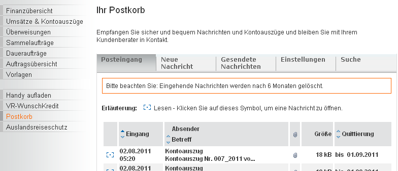 Ihr elektronischer Postkorb - Die gute Adresse für Vertrauliches von Ihrer Bank. Setzen Sie auf maximale Sicherheit für Ihren Bankkontakt.