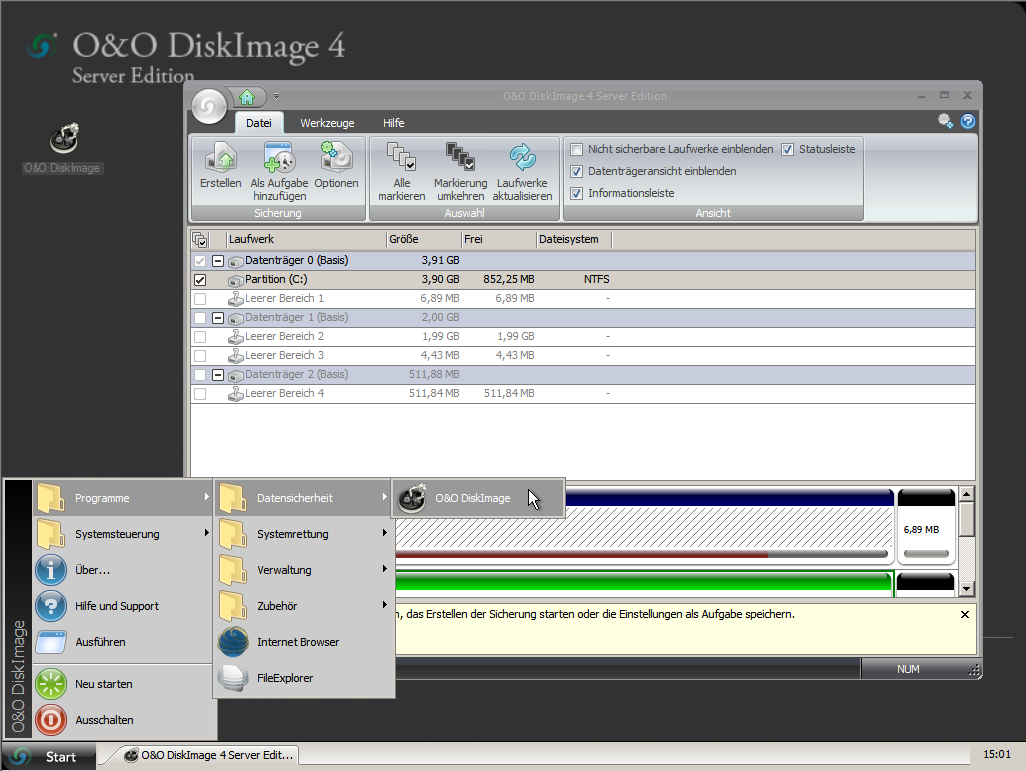 O&O DiskImage ohne Betriebssystem starten (Start-CD)* O&O DiskImage ohne Betriebssystem starten (Start- CD)* Für die Windows PE Version von O&O DiskImage ist keine Installation notwendig.