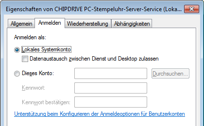 1. Wählen Sie im Windows-Menü Start in der Programmgruppe CHIPDRIVE den Punkt CHIPDRIVE Time Recording / Dienst installieren PC-Stempeluhr-Server. 2. Beenden Sie das Programm PC-Stempeluhr-Server.