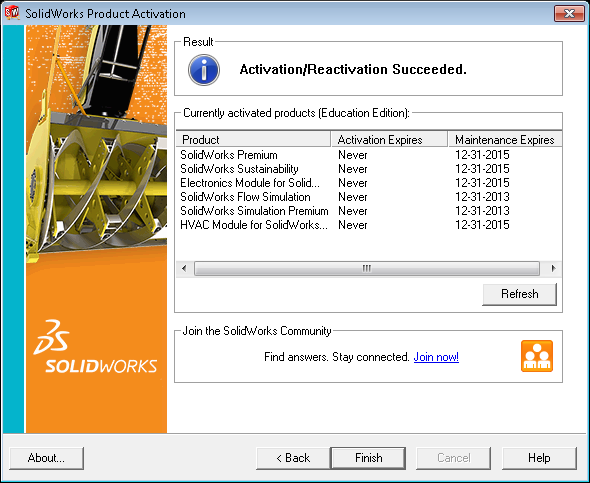 SolidnetWork Lizenzinstallation (Fortsetzung) Das Fenster SolidWorks Produktaktivierung wird eingeblendet und Sie müssen ein E-Mail-Formular ausfüllen, um die Aktivierung durchzuführen.