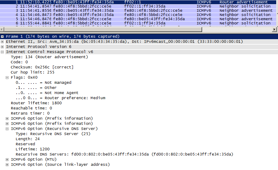 Native IPv6 Bedeutung DNS / LLMNR O=1 - d.h.