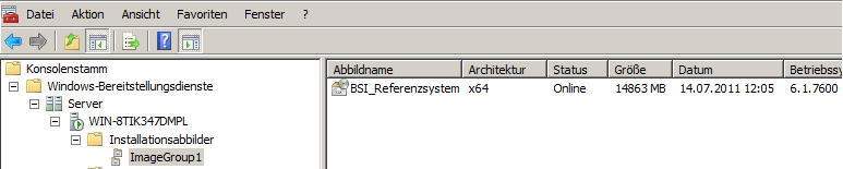5.3 Installation des Referenzsystem via Bereitstellungsdienst Abschnitt 5.3.1 beschreibt die Installation des Referenzsystems mit Hilfe des Windows Bereitstellungsdiensts.