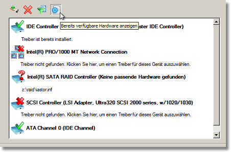 Add on Virtuelle Server 13 Anwenderhandbuch Alle benötigten Treiber vom angegebenen Treiberverzeichnis verwenden und einbinden.