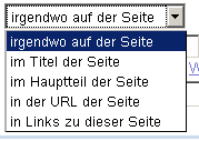 WEB-SUCHMASCHINEN Wichtige Einschränkungsmöglichkeiten Welche Webseiten haben einen Link auf die hier angeführte Webseite gesetzt (können auch Links von