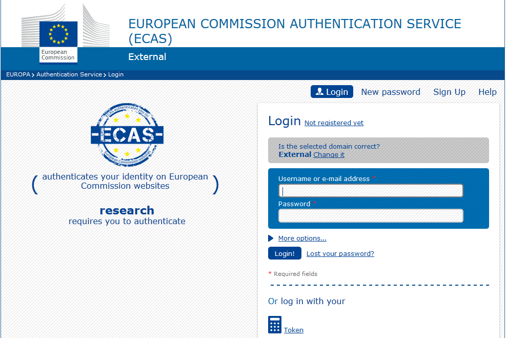 URF Unique Registration Facility Alle Einrichtungen (Antragsteller und Partner) müssen über das Portal der URF bei der Europäischen Kommission