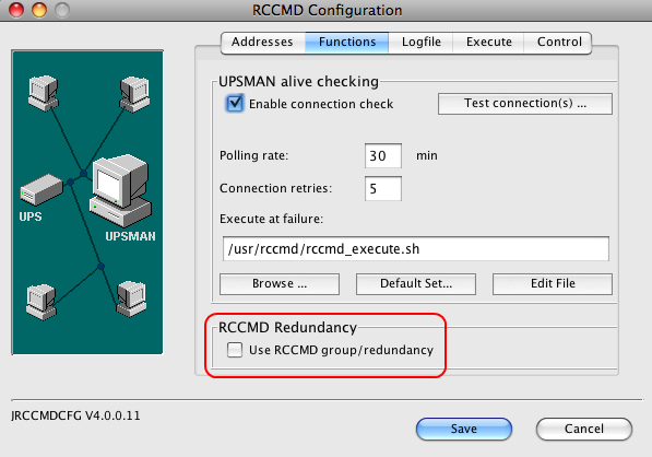 Abb. 92: RCCMD Check UPSMAN Verbindungen Wenn Sie auf Browse klicken, werden Sie eine Auswahl der Standard SH-Files erhalten.