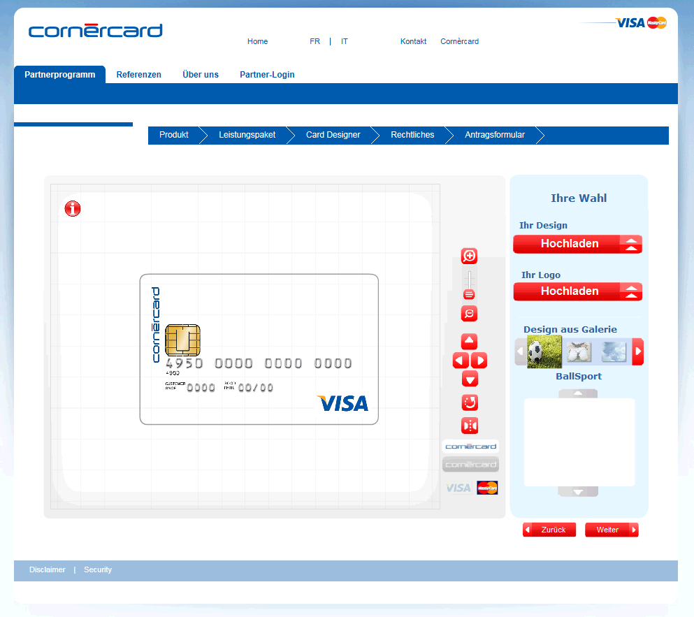 Der WinWin Card-Designer. Jetzt befinden Sie sich im WinWin Card-Designer, mit dem Sie das individuelle Aussehen Ihrer Visa Kredit- oder Prepaidkarte selbst gestalten.
