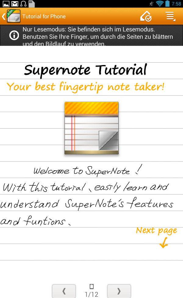 SuperNote-Schreibschutzmodus Zum Aktivieren des Bearbeitungsmodus antippen Notizbuch umbenennen So benennen Sie Ihr Notizbuch um: 1.