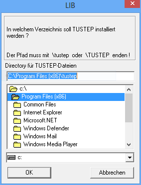 TUSTEP Windows Windows Installation von TUSTEP unter Windows Um TUSTEP zu installieren, muss die Installationsdatei (z.b.