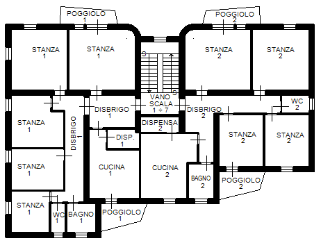 Erstellung eines Hausteilungsplanes (Plan eines in materielle Anteile unterteilten Gebäudes) Der Hausteilungsplan, der ein in materielle Anteile unterteiltes Gebäude darstellt, ist ein grafisches
