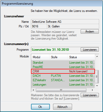 3 SelectLine CRM-Modul Beachten Sie bitte auch die Dokumentation Update CRM Version 11 mit ausführlichen Hinweisen zur Konfiguration und Anwendung von CRM und email-client. 3.