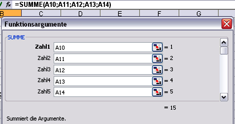 EXCEL KANN NOCH MEHR DER FUNKTIONSASSISTENT HILFT Beispiel Funktionsassistent SUMME Der Zellbereich (von... bis) wird ins Eingabefeld Zahl1 eingegeben.
