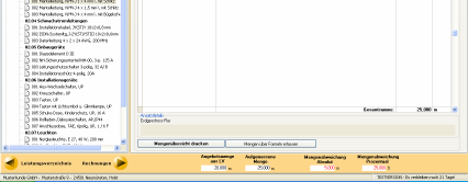 Programmbedienung Sie im Baum auswählen und auf der rechten Seite des Bildschirms die Mengen eintragen.