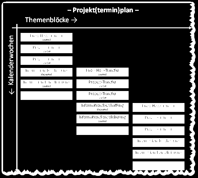 Anwendungsbeispiel Rollout-Projekt Systematische & zeitnahe Lessons Learned: Ablaufstruktur Woche 1 2 3 4 5 6 Aktivität Know How-Transfer (zentral)