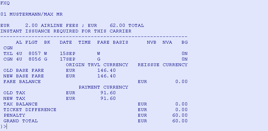 Mögliche Folgeeingaben nach der Berechnung TQR - Darstellung des gespeicherten Reissue Records TQM - Darstellung der Pricing Records (TSM-P) TQM/M3 - Darstellung des Pricing Records aus der TSM Liste