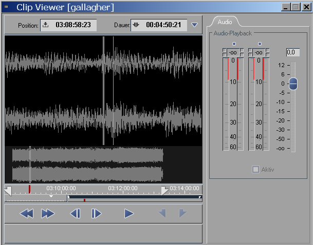 4.5.2 Lautstärke eines Clips ändern Haben Sie einen Clip in der Timeline liegen und möchten die Lautstärke der Tonspur des Clips in Avid Liquid ändern, gehen Sie folgendermaßen vor: Bewegen Sie den