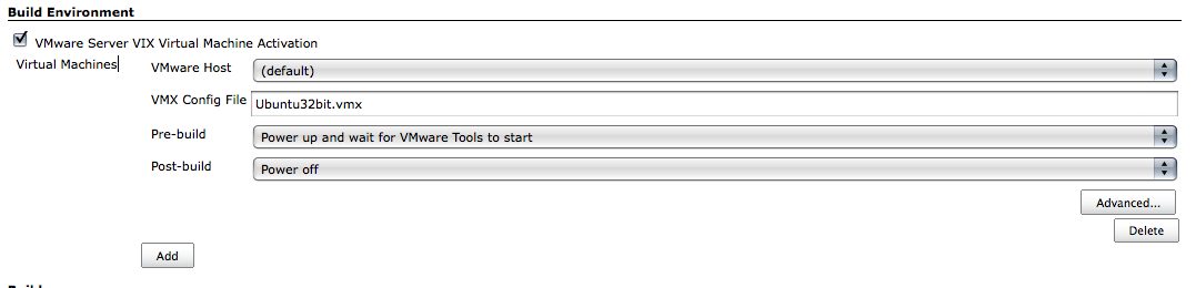 4 Implementierung Abb. 4.6: Hudson Konfiguration Build Trigger Nun muss noch eine Build Umgebung angegeben werden.