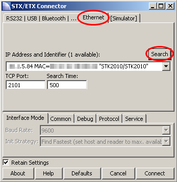 Doppelklicken Sie das Icon auf dem Desktop: Double click the icon on the desktop: Im STX/ETX Connector wird nun die Schnittstelle, im Beispiel USB, für die Verbindung eingestellt und über Connect