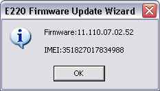 Der Upgradeprozess zeigt fünf verschiedene Betriebszustände an: Huawei E220 Update 1. Preparing to update 2. Rebooting device 3. Updating 4. Rebooting device 5.