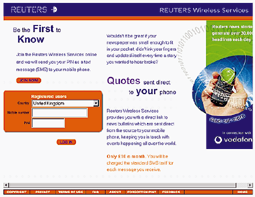 zeitungstechnik Februar 2000 Dean Roper Reuters Wireless bietet unter anderem einen SMS (Short Message Service)-Service für Abonnenten an.