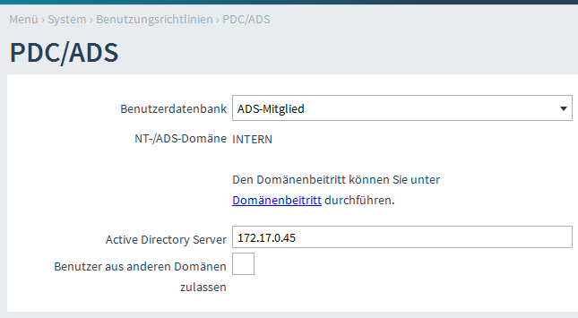 1.4 Kerberos Die Konfiguration von Kerberos erfolgt über System Benutzungsrichtlinien Authentifizierung Kerberos. Der Kerberos-Realm muss dem Namen der DNS-Domäne des AD-Servers entsprechen.