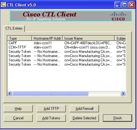 10. Schließen Sie den CTL Client. 11. Starten Sie den CUCM und TFTP Dienst über die CUCM serviceability Seite neu. 6.