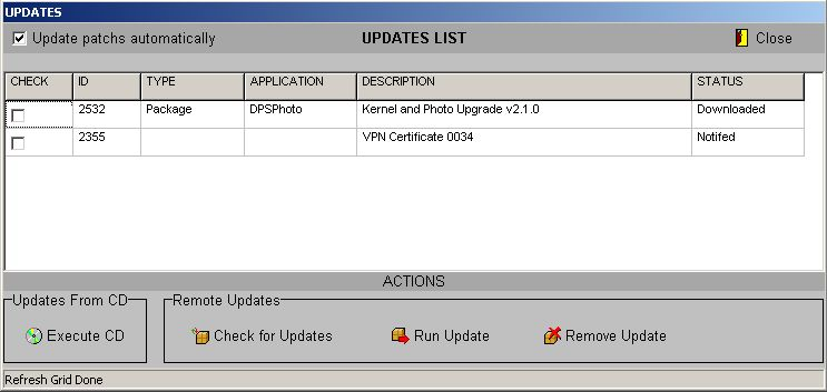 ANHANG DPS Monitor 2 Software-Updates Betätigen Sie auf dem Hauptbildschirm des DPS Monitor im Feld Actions die Schaltfläche Updates, um die Liste der verfügbaren Updates zu sehen.