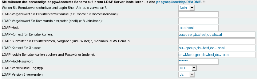 4 egroupware Abbildung 4.4: LDAP-Konfiguration 4.