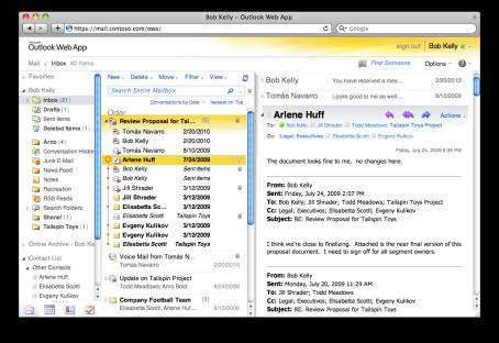 VERFÜGBARKEIT Zugriff auf den Posteingang per Browser mit Outlook WebApp Garantiert: 99,9 Prozent IT-KONTROLLE UND EFFIZIENZ Zugriff auf E-Mails, Kontakte, Kalender und SharePoint-Seiten unter