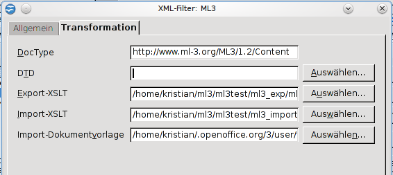 2.4 Exportmechanismen Ähnlich zum Import wird der Export vom OOo Writer nach <ML>³ über eine XSL- Transformation realisiert.