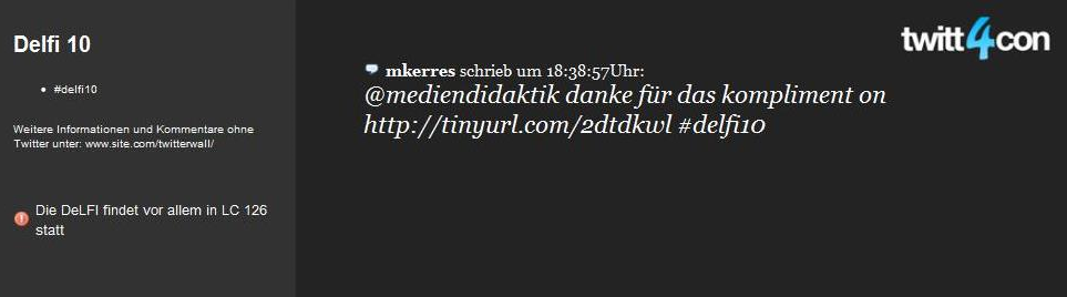 Abbildung 1: Präsentationssicht der Twitterwall Für die Projektion, z. B.