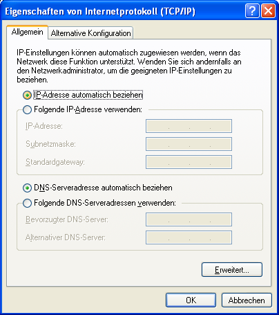 Netzwerkeinstellungen am PC/Notebook 3 Abbildung 9: Windows XP/2000 Netzwerkverbindung auswählen 4.