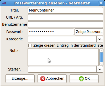 14 Seite 17 Passwortmanager einrichten Der Passwortmanager wird gestartet über "Anwendungen Sicherheit Figaro's Passwortmanager 2".