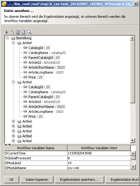 CSV Adapter (Format Adapter) Register Adapter Editor 151 Ausgangsnachricht 6.2 Register Adapter Editor XML Root Tag Bezeichner für das Wurzel-Element des zu erzeugenden XML- Dokuments, z. B. <AUFTRAG>.