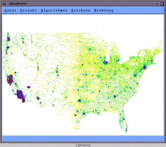Abbildung 3: Die Gridfit Visualisierungstechnik [KH98] ist eine spezielle Technik für die Visualisierung Geographie-bezogener Daten.