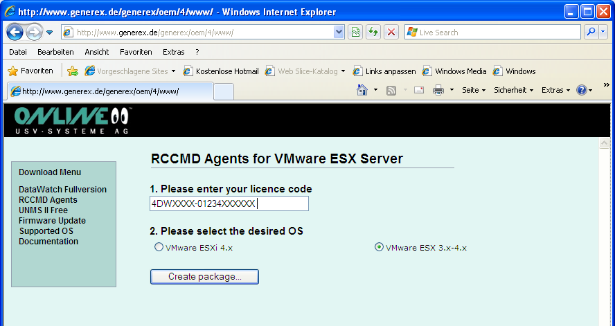 Wählen Sie RCCMD for VMware ESX (Abbildung 4.2). Abbildung 4.