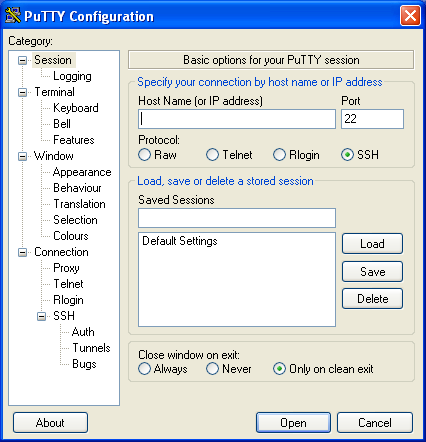 4.4 Putty starten und konfigurieren Starten Sie das Programm Putty (Ausführen von putty.exe. Abbildung 4.
