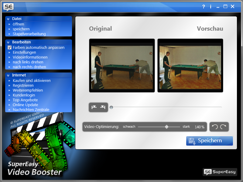 20 6.2 SuperEasy Video Booster Videos einzeln optimieren Nachdem Ihr Video geladen ist sehen Sie es im Vorschaufeld.