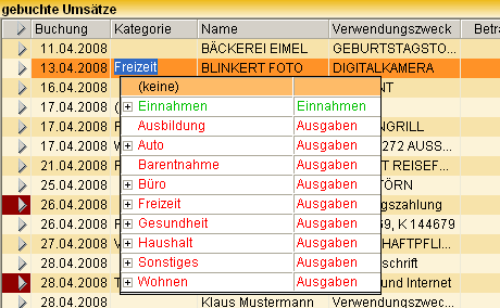 AG, Leingarten, Handbuch Homebanking 10 Kategorien Kategorien sind für die Auswertung der Umsätze von großem Nutzen.