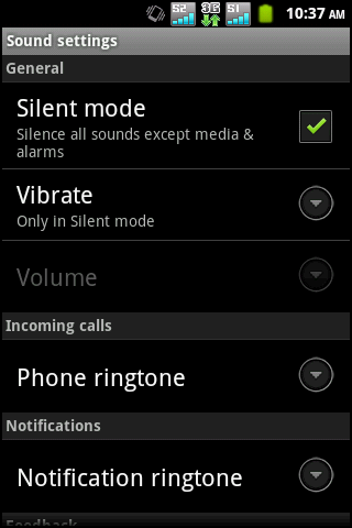 und Mitteilungen ein. In-call volume (Telefonlautstärke): Hier stellen Sie die Lautstärke während eines Telefonats ein.