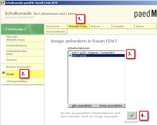 Szenario: Ein registrierter Win7-Rechner erhält ein neues Image paedml 3.x 3 Abbildung 13