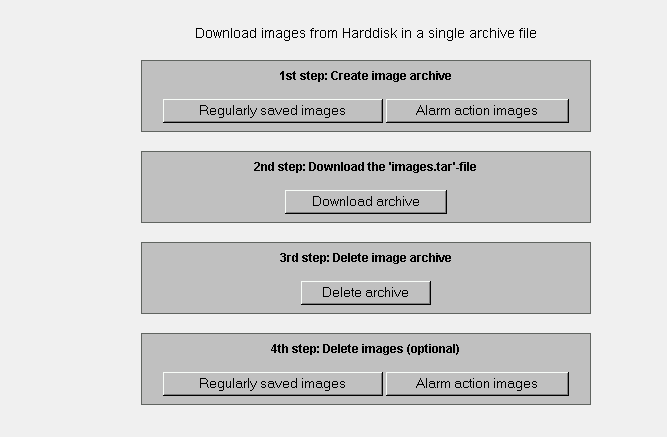 I 1 Bedienung CMC-TC Master über Browser 59 Reiter Admin Webcam settings Anweisung zur Sicherung der Kamerabilder von der Festplatte des Masters über HTTP: Hinweis: Die Dateiendung der Datei images.