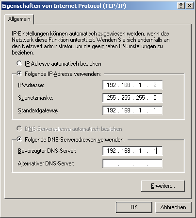 Konfiguration 3.3 TCP/IP Konfiguration des Netzwerkadapters unter Windows XP Windows Verbinden mit Klicken Sie Start, Verbinden mit..., Alle Verbindungen anzeigen Klicken Sie dann auf LAN-Verbindung.