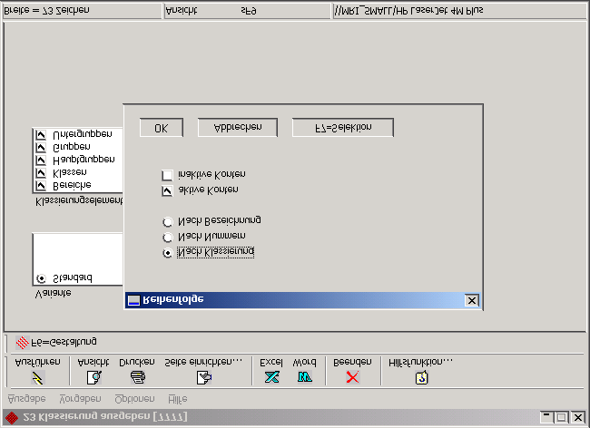 FIBU Kontenplan abfragen 23 Ausgabe Selektion F5 Ausgabe Selektion <F5> Bild 23-2: Kontenplan abfragen - Ausgabe Selektion Arbeitsablauf Nach Klassierung Gibt die Konten und - falls definiert -