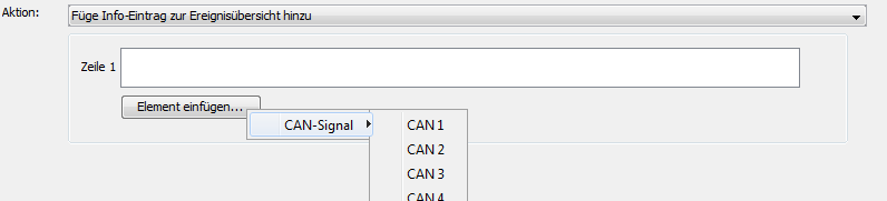 Version 2.0.1 27.11.2014 Rev.1 Seite 72 8.13.7.2. Aktion: Senden einer CAN Nachricht Nach der Auswahl der Trigger Aktion [Sende CAN Nachricht] sind einige Parameter vom Benutzer zu konfigurieren.